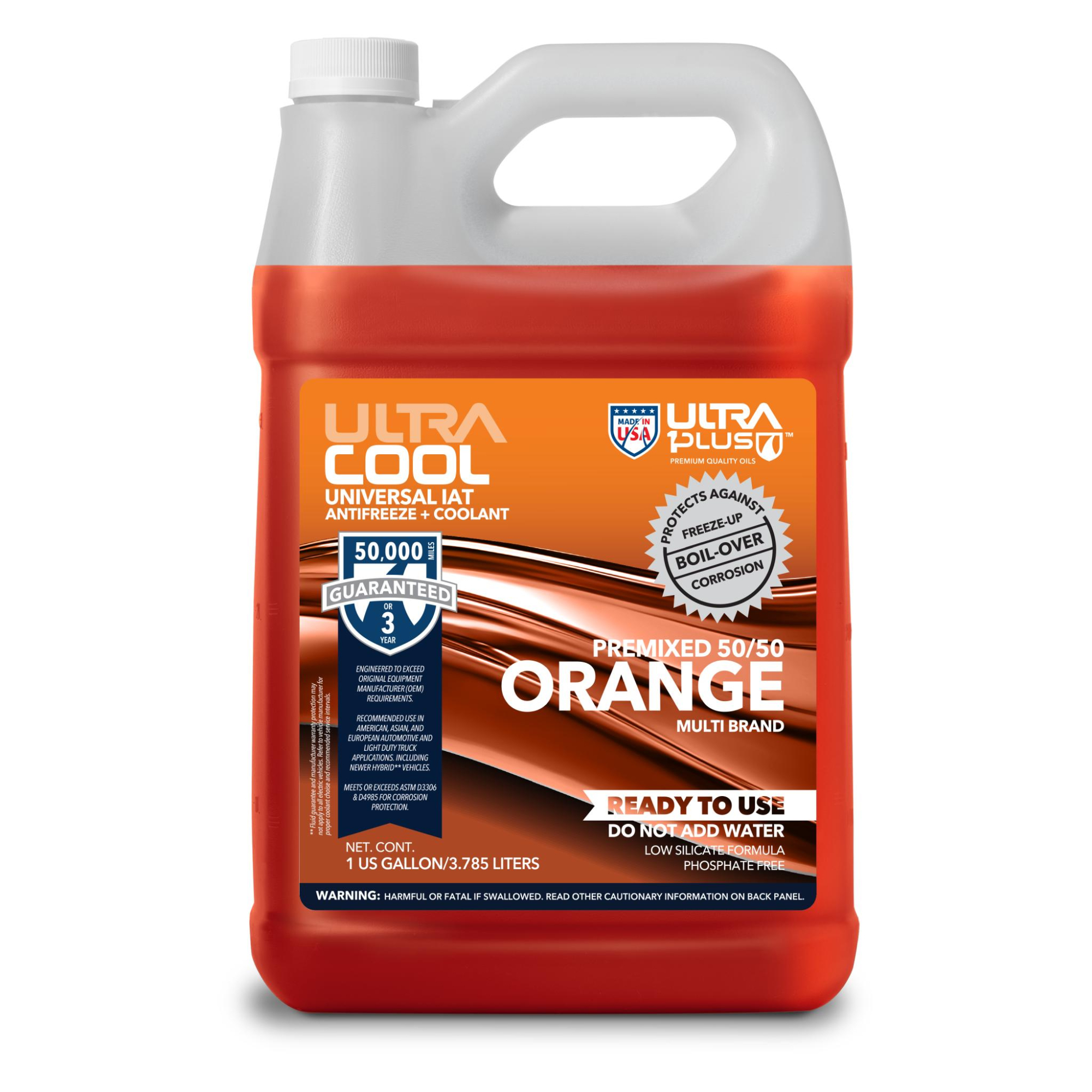 Ultra1Plus Universal Antifreeze + Coolant - 50/50 Premix, Orange, 1 Gal., Model# UL915